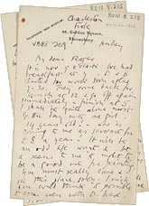 Letter from Vanessa Bell to Roger Fry, 1916 in which she describes Charleston
