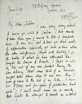 Letter from Roger Fry to Michael Sadler discussing the collapse of Omega
