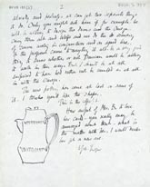Page from a letter from Roger Fry to Vanessa Bell including a sketch of an Omega coffee pot
