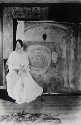 Mary Hutchinson with Vanessa Bell's painting, The Tub