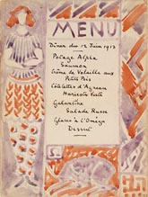 Omega Opening Dinner menu held at Gordon Square