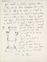 Sketch of a ceramic umbrella stand in a letter from Roger Fry to Vanessa Bell