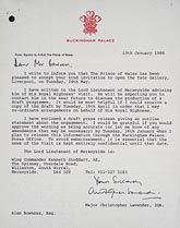 Letter from the Palace regarding HRH Prince of Wales opening Tate Liverpool